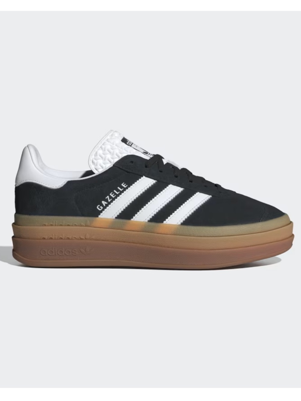 adidas Gazelle Bold Platform Sneakers — Black, White & Brown Gum Sole